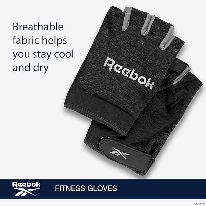 Reebok Classic Fingerless Gloves Lightweight Fitness & Weight Lifting Gloves for Training