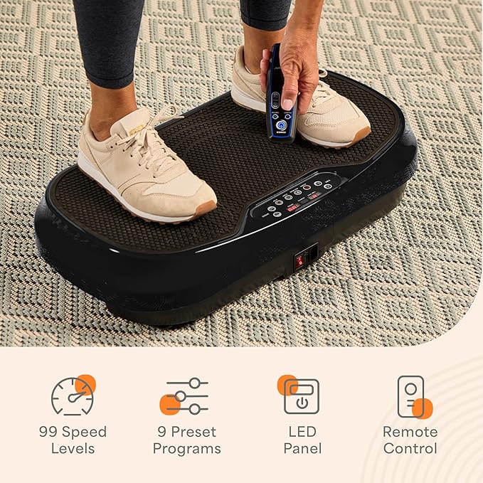 Lifepro Vibration Plate for Lymphatic Drainage – Whole Body Vibrating Platform Exercise Machine for Muscle Toning & Recovery with Remote Max Load 260 lb