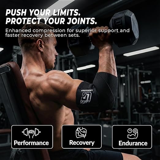 Elbow Wraps for Weight Lifting, Gym Support, Training, Powerlifting, Workout Protection
