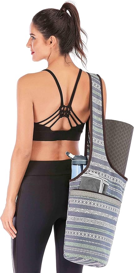 Ewedoos Canvas Yoga Mat Bag Fits Most Mats Yoga Bag with Large Storage Pockets to Hold More Accessories Ideal for Pilates Workout Gifts & Travel
