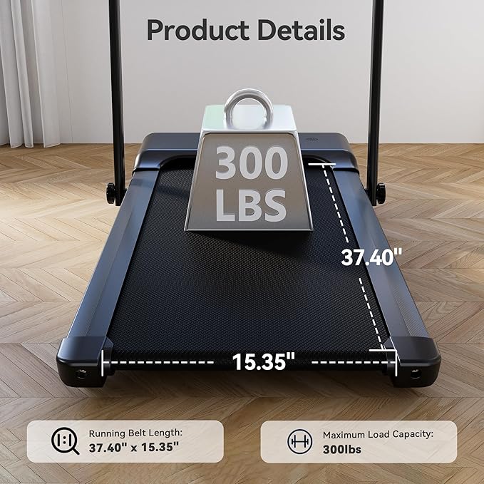 DeerRun Walking Pad Treadmill with Incline and Handle Bar, 4-in-1 Foldable Under Desk Treadmills for Home Small or Office, 300 lbs Capacity 3.0 HP Folding Portable Walking Pad with APP