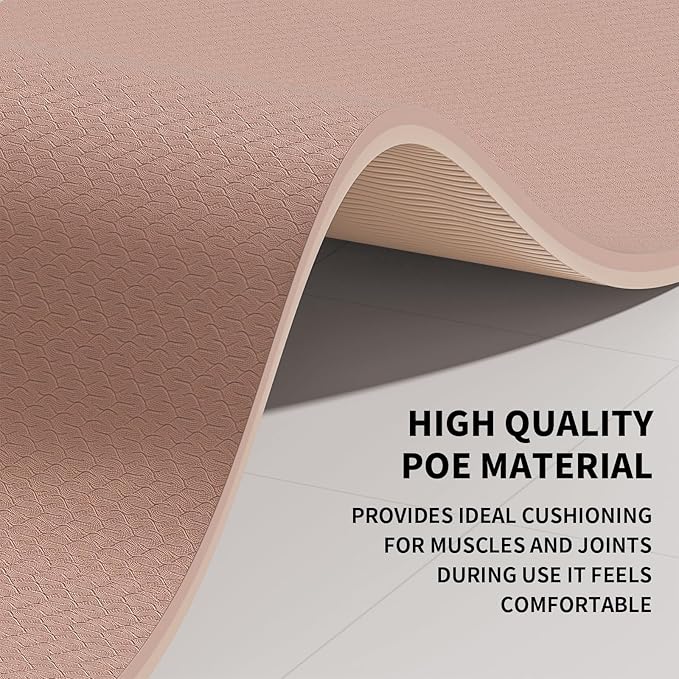 Large Yoga Mat (6'x 4') - Extra Long and Wide Workout Mat for Men and Women,Non-Slip POE 0.32''/0.4'' Thick Fitness Mat, Eco-Friendly, Thick Wide Exercise Mat for Home Workouts,Ideal for Yoga and Pilates.