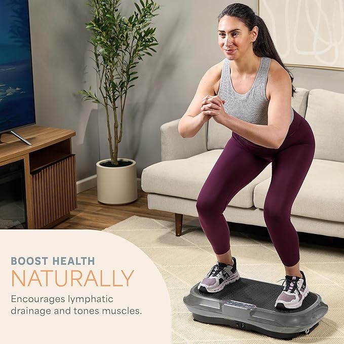 Lifepro Waver Vibration Plate Exercise Machine for Lymphatic Drainage, Muscle Activation, Full-Body Workout Vibrating Platform with Loop Bands, Fitness Equipment for Strength Toning & Fat Loss