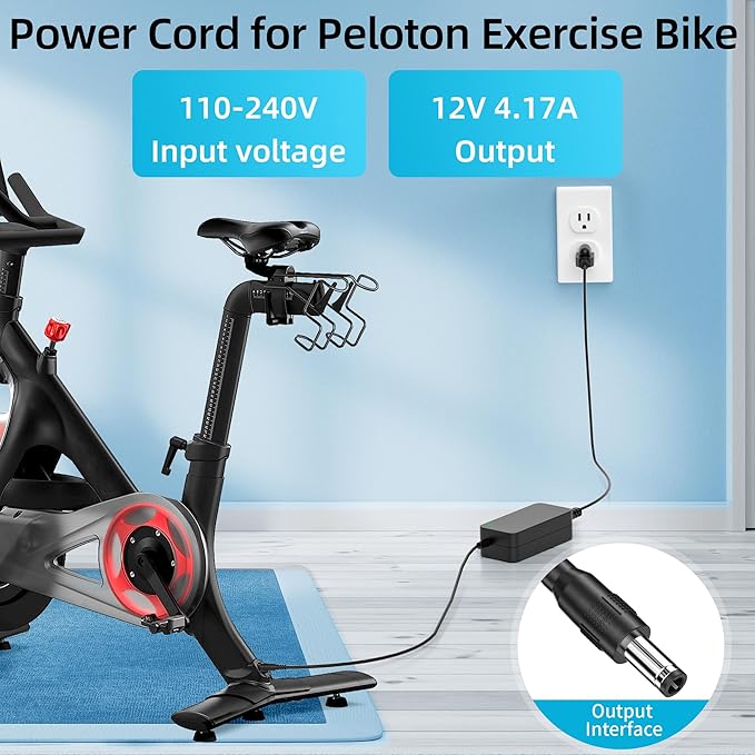 Power Cord for Peloton Exercise Bike 12V4.17A AC/DC Adapter Replacement Peloton Exercise Bike Model: PLTN-RB1VO PLTN-RB1V1 PLTN-RB1VQ