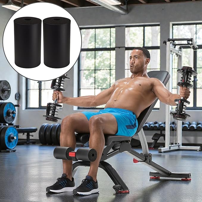 2Pcs Leg Extension Pad Replacement 7 Inch Foot Foam Roller for Weight Bench, PEC Deck, PU High Density Sponge Cover for Home Gym Workout Legs Training Accessories Used for Inversion Table Sit Ups Tube
