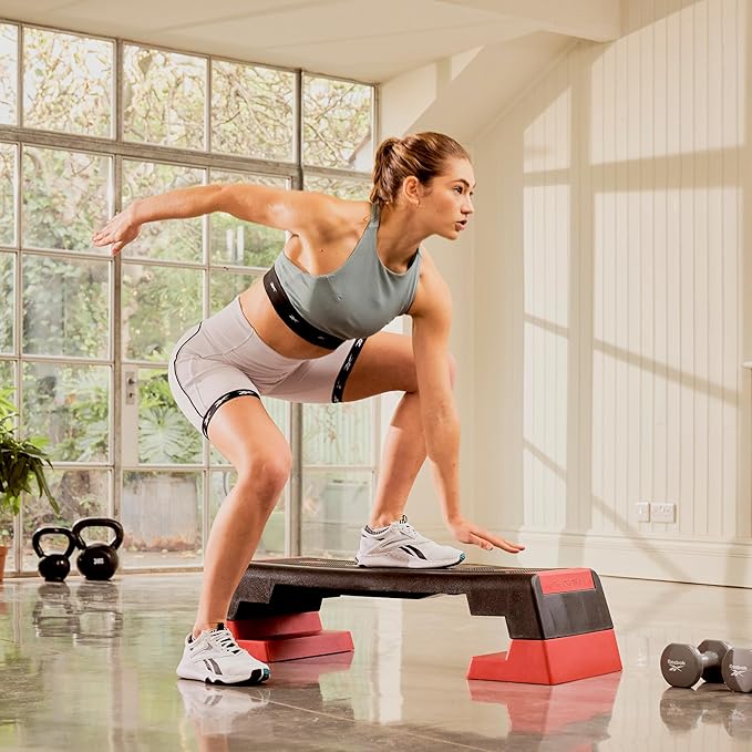 Reebok Fitness Multipurpose Adjustable Aerobic and Strength Training Workout Step Platform for HIIT, Cardio, and General Sessions