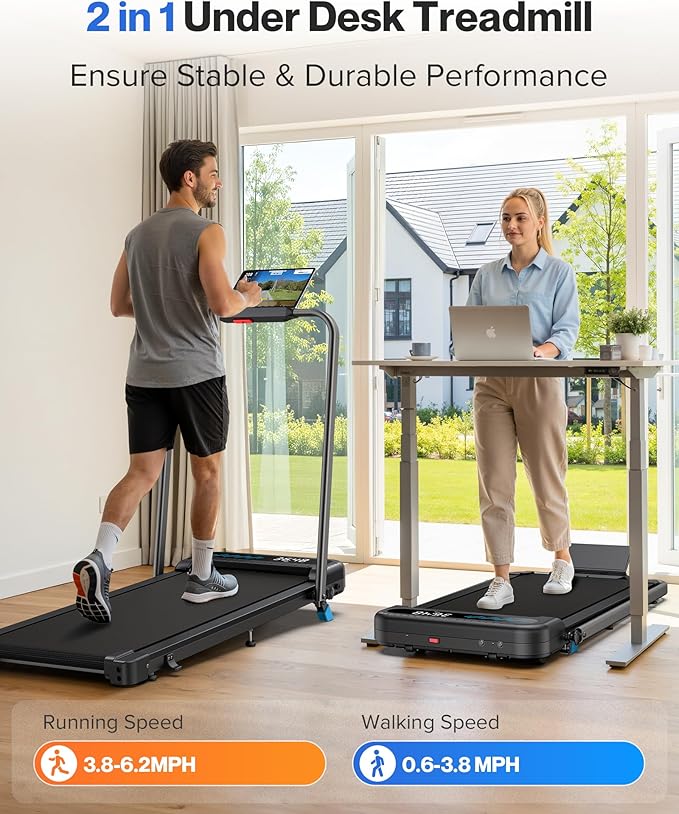 COZYINN Foldable Treadmill with Incline, 3.0HP Quiet Walking Pad with Handle Bar, 2 in 1 Portable Treadmills for Home Small Space, 320 Lbs Capacity Compact Under Desk Treadmill with Led Display & App