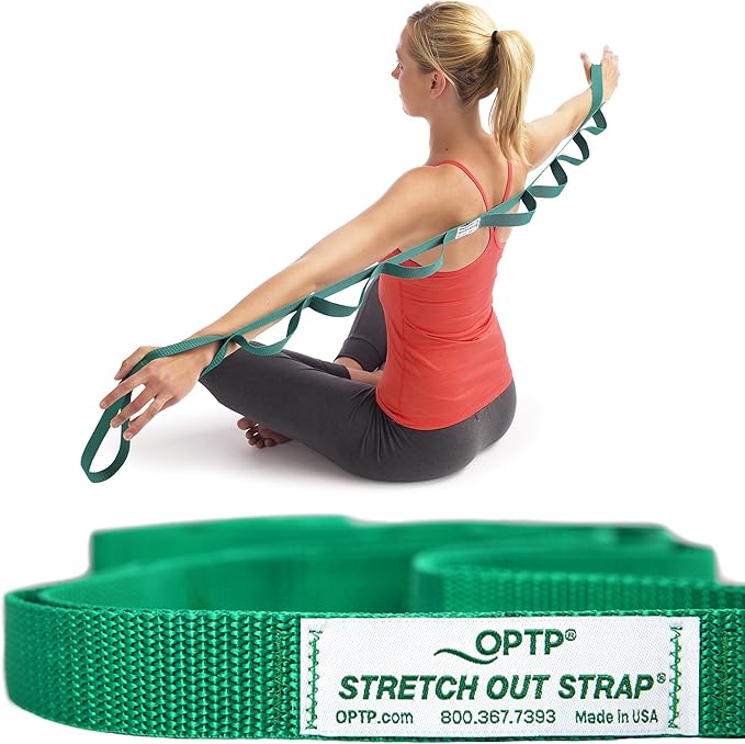 OPTP The Original Stretch Out Strap with Exercise Poster, USA Made Top Choice Stretch Out Straps for Physical Therapy, Yoga Stretching Strap or Knee Therapy Strap