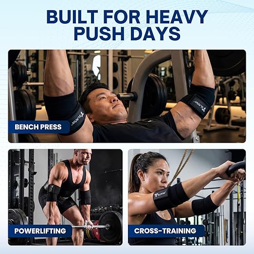 Elbow Wraps for Weightlifting – 40” Long Adjustable Compression - Elbow Sleeves Weightlifting Men with Hook-and-Loop Closure – Support for Heavy Pressing, Strength Training & Lifting Stability