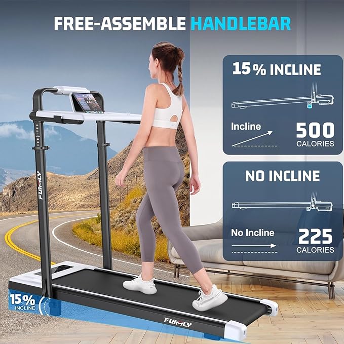 Walking Pad Treadmill with Desk Workstation, 15% Incline Treadmill with Handle Bar, Foldable Treadmills Under Desk for Home/Office, 400 lbs+ Capacity, Adjustable Height, Removable Desk, 3.5HP Motor