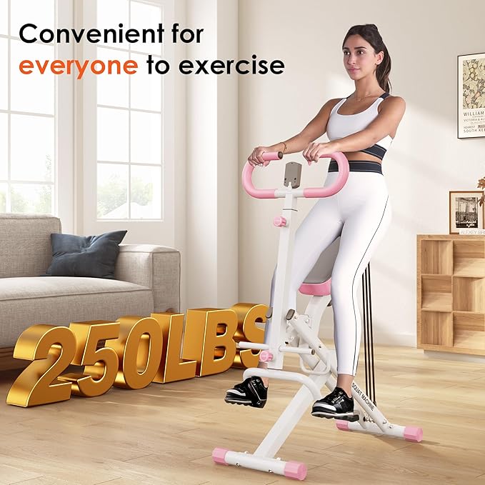 SogesHome Squat Machines Rowing Machine for Home, Foldable & Full Body Exercise Workout Equipment with Adjustable Resistance Bands for Women, Row and Ride Squat Machine for Glutes and Abs, 330 LBS