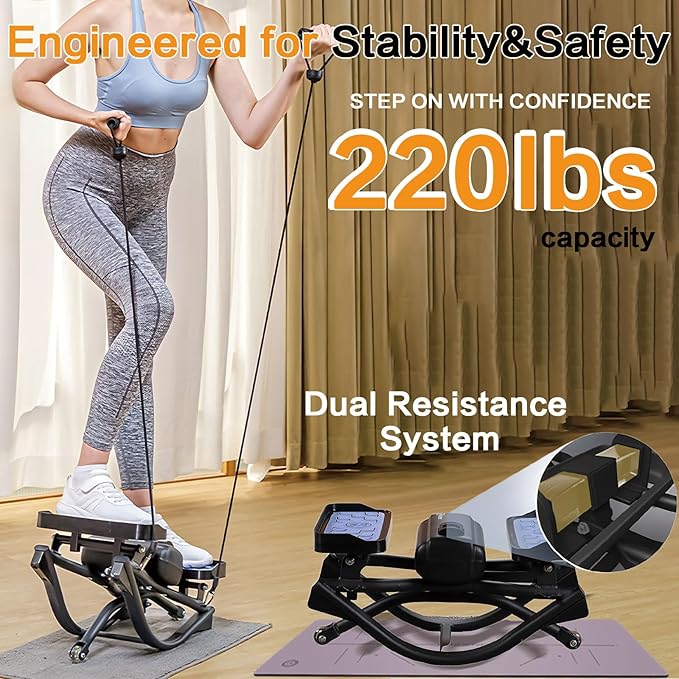 Rock Stepper, Portable Rock Stepper Side -to- Side , Compact Low-Impact Lateral Rocking Machine for Knees and Joints, Step Rocker for Legs Glutes Abs, Home Use Step Fitness Machines