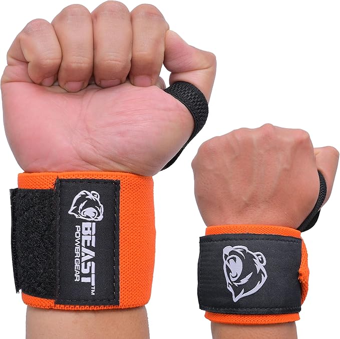 Beast Power Gear Wrist Wraps for Weightlifting 18” Premium Quality Wrist Support for Bodybuilding Heavy Duty Thumb Loop Powerlifting, Strength Training for Men and Women