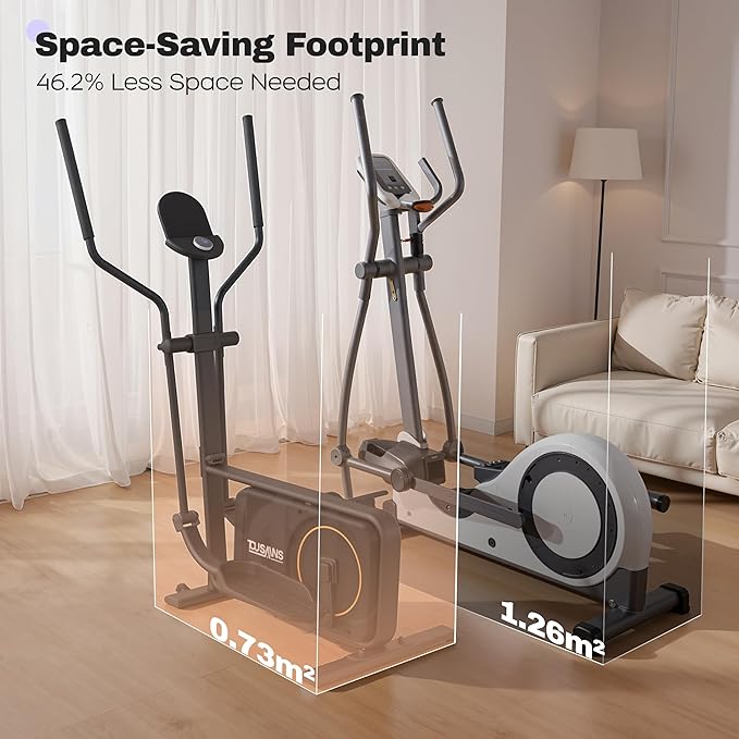 TOUSAINS Elliptical Trainer ET3, 32 Levels Magnetic Resistance, 18" Stride Length Elliptical Machine for Home, Compact Design with Hyper-Quiet Drive, 265 lbs Weight Capacity