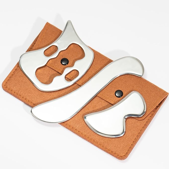 Gua sha Tool gua sha Stainless Steel iastm Tool Gussha Massage Tool Muscle Scraping Tool for Soft Tissue Therapy and Reduce Arms,Back, Legs, Neck Muscle Pain(DS)…