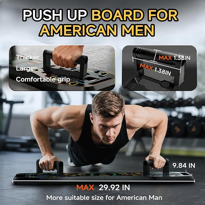 LALAHIGH Push Up Board,36 in 1 Home Gym Equipment with Ab Roller Wheel & Resistance Bands, Portable Foldable Workout Board for Full Body Strength Training Men Women,Gift for Boyfriend