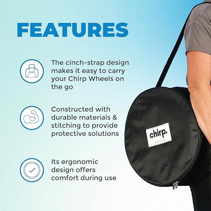 Chirp Wheel Carrying Case - Travel Case for On the Go Back Pain Relief & Stretching - Compatible with Yoga Supplies and Foam Roller Sets Wheels Not Included