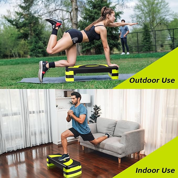 LEMY Adjustable Workout Aerobic Stepper, Exercise Step Platform for Home, Fitness, Gym, Strength Training