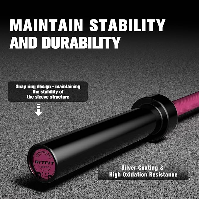 RITFIT Olympic Barbell 4ft/6ft - 2 Inch Weight Bar for Strength Training, Weightlifting, Squat, Deadlift, Bench Press, Curl, Overhead Press - 350lbs/500lbs Capacity