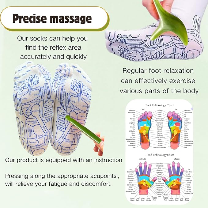 Reflexology Socks with Gloves Tools Set, Foot Massager Socks with 2pc Massage Tool, Reflexology Socks with Trigger Point Massage Tool, Socks Suitable for Men