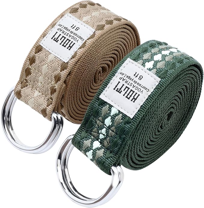 Yoga Exercise Adjustable Straps 8FT with Durable D-Ring for Pilates & Gym Workouts | Hold Poses, Stretch, Improve Flexibility & Maintain Balance