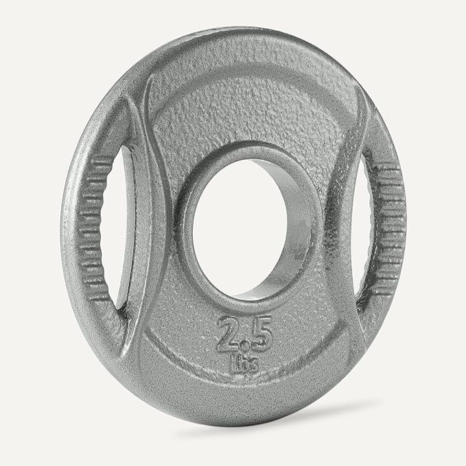 Amazon Basics 2-Inch Olympic Cast Iron Grip Weight Plates