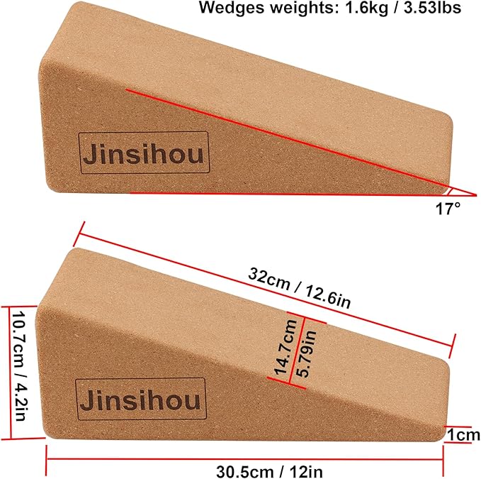 Squat Wedge Block Non-Slip Slant Board Calf Stretcher, 2pcs Ankle Knee Leg Stretcher, Heavy Duty Incline Ramp for Heel Elevated Squat, ATG Split Squat, deadlift, Lunge, Yoga, Pilates, Physical Therapy