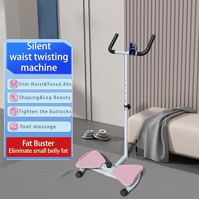 Waist Twisting Machine with Handlebar, Ab Twister Board with Phone Holder, 330 lbs Capacity Waist Twister for Women Belly Fat, Home Gym Exercise Equipment for Slim Waist and Core Ab Exercise