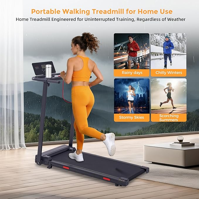 Walking Pad with Handle Bar, 0.6-10MPH Walking Pad Treadmill for Home Small, 3.5HP Portable Small Running Treadmill with Handles, Big Screen, 400LBS