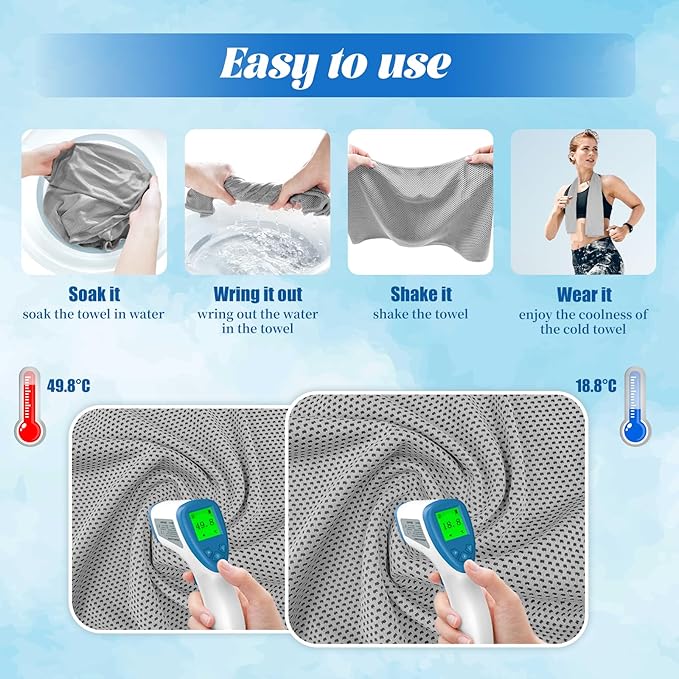 PAWPRO 4 Packs Cooling Towels for Neck and Face(40"x12"), Soft Breathable Cooling Towel with Waterproof Bag & Carabiner,Microfiber Cooling Towels for Yoga, Sport,Gym,Camping (Multicolor-2)