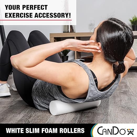 CanDo Slim White PE Foam Rollers for Exercise, Fitness, Muscle Restoration, Massage Therapy, Sport Recovery and Physical Therapy for Home, Clinics, Professional Therapy 3" x 12" Round