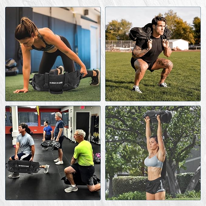 Sandbags for Workout,Adjustable Sand Bags for Fitness,Yoga, Strength Training and Full-Body Workouts,Black