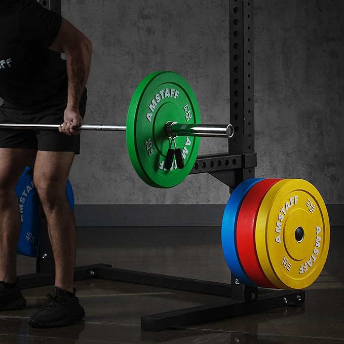 AmStaff Fitness Olympic Weight Plate Holder for Power & Squat Racks – Fits 2x2, 2.33x2.33, 3x3 Inch Tubes, 1" Hole – Storage Horns for Weight Plates on Power Rack – Pair