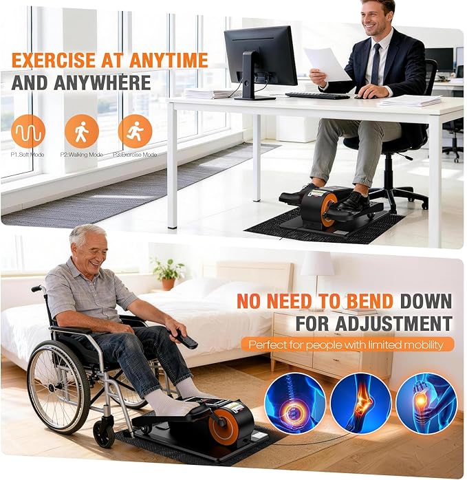 Under Desk Elliptical Machine, Electric Ellipse Leg Exerciser for Senior, Quiet and Compact Electric Seated Pedal Exerciser for Home with Display Monitor, Remote Control and 12 Adjustable Speeds