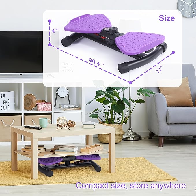 Waist Twister Machine Exercise With Digital Display To Track Time, Reps And Calories Burned, Waist twister machine With Balance Rope, Noiseless Abs Twister Plate, Holds 220 Lbs (purple and black)