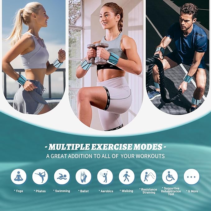 Ankle Weights for Women Wrist Weights Set of 2 (1 lb/2 lb Each) Adjustable Arm Leg Weight for Womens Men Suitable for Walking Swimming Running Pilates Yoga Gym
