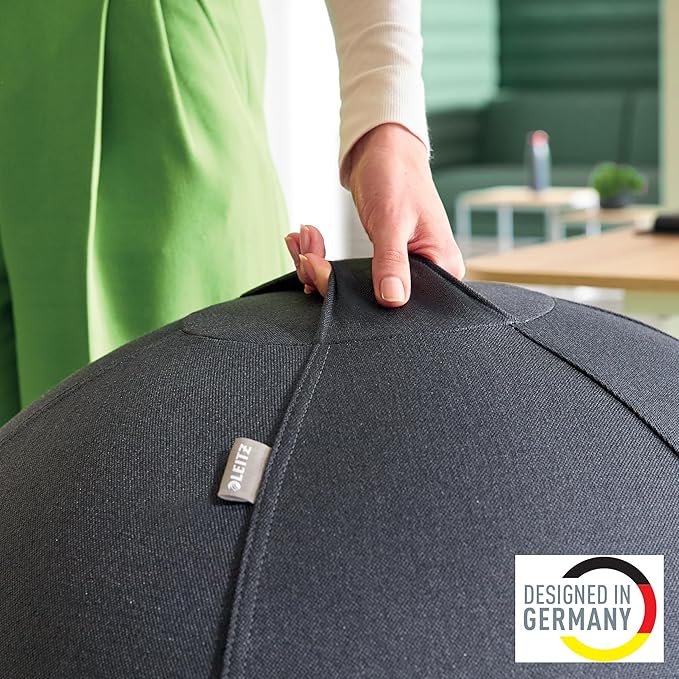 Leitz Sitzball für aktives Sitzen, Gymnastikball, Ergonomische Alternative, INKL. Stoffbezug, Handluftpumpe