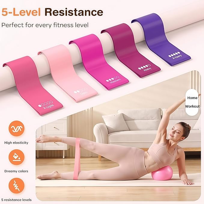 13-Piece Pilates Kit for Home Workout, Pilates Ring 13", Resistance Bands Set, Yoga Ball, Stretch Strap, Figure 8 Band, Non-Slip Socks & Carry Bag, Full Body Exercise Home Pilates Essentials