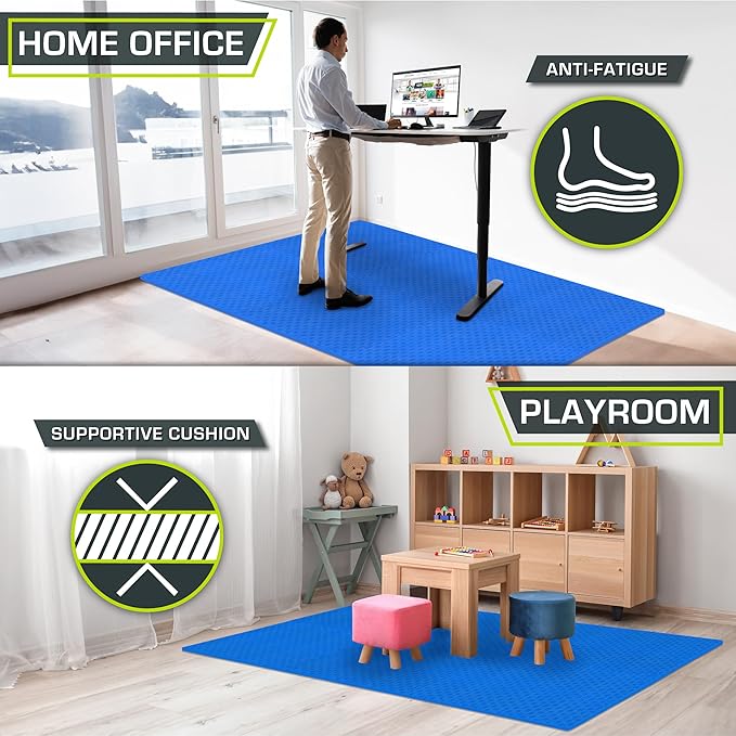 ProsourceFit Exercise Puzzle Mat ½-inch or 1-inch, Checkered EVA Foam Floor Tiles w/Non-Slip Texture, Gym Mat with Interlocking Foam Tiles for Adjustable Surface, Available in 12, 24, or 36 SQ FT