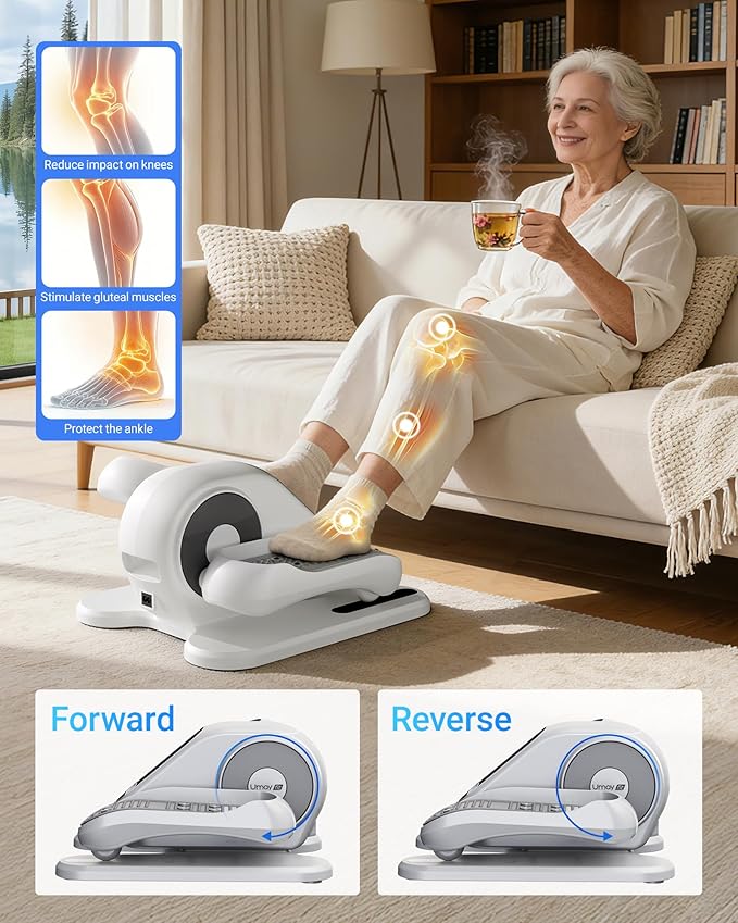 Under Desk Elliptical Machine, Electric Leg Exerciser for Seniors, Quiet & Portable Electric Seated Eclipse Exercise Training Machine with Remote, 12 Speeds & Mute Function, Manual & Auto Mode