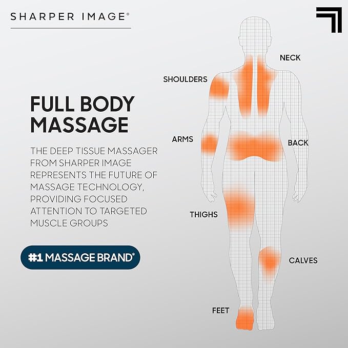 Sharper Image Deep Tissue Percussion Massage Gun, Powerboost Rechargeable Handheld Massager, 6 Adjustable Speeds, 5 Attachment Heads & Carrying Case, Full Body Muscle Pain Relief, Black