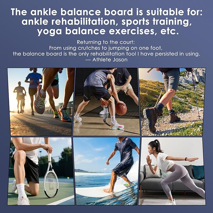 Ankle Balance Board - Non-Slip Balance Board for Physical Therapy, Fast Injury Recovery & Core Strength - 300lbs Capacity - Ideal for Athletes, Seniors & Home Use-Accompanying Manual