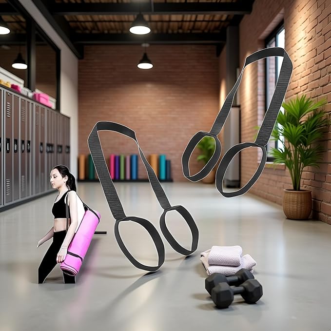 2Pcs Yoga Mat Straps For Carrying - Yoga Mat Elastic Straps,Adjustable Yoga Carrying Strap Holder Straps,Exercise Mat Carrier Strap,Weight Loss Fitness Binding Rope,Exercise and Fitness Accessories