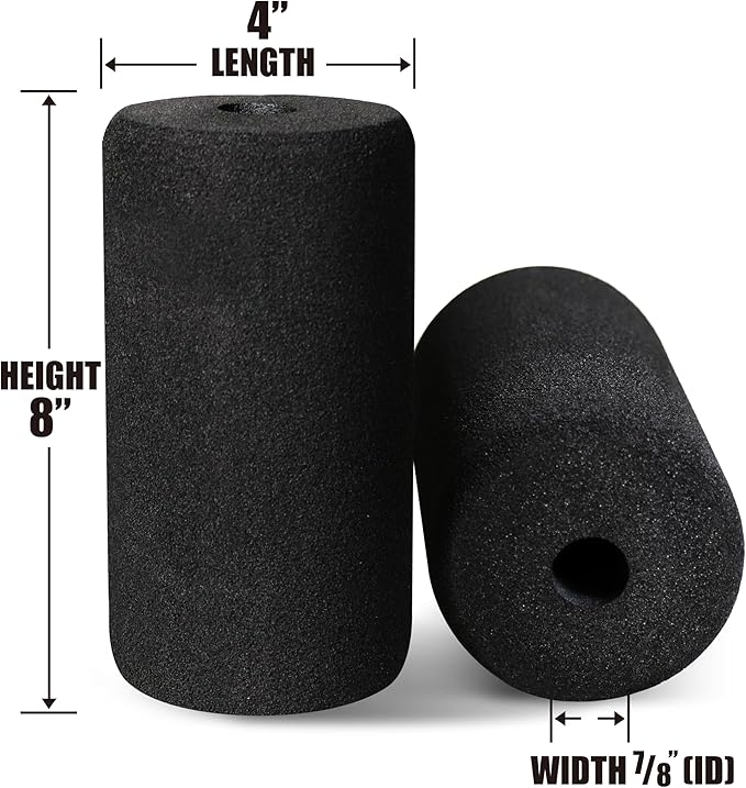 WF Athletic Supply Foam Foot Pads, Foam Roller for Gym Exercise Machines Equipment Replacements, Roller Pad for Leg Extension, PEC Deck Pads for Weight Bench, Sold by Pair (8” x 4” OD x 0.875” ID)