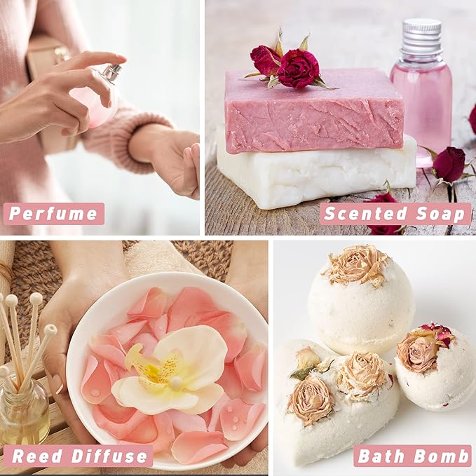 Rose Essential Oil 100ml, ESSLUX Aromatherapy Essential Oils for Diffuser, Massage, Soap, Candle Making, Home Fragrance