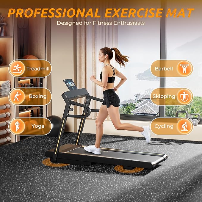 PRAISUN 0.6" Thicker Rubber Top Gym Flooring for Home Gym, 6 Pcs 24 Sq Ft Workout Mats, Exercise Mat, Interlocking Rubber Floor Mats with High Density EVA Foam for Garage, 24 x 24in, Black/Grey