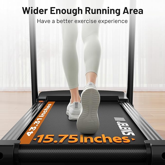 Treadmill for Home with 0-15% Auto Incline, Foldable Walking Pad Treadmill with 330LBS Weight Capacity and Pulse Sensors, 3.0HP Quiet Walking Pad with App and LCD Display