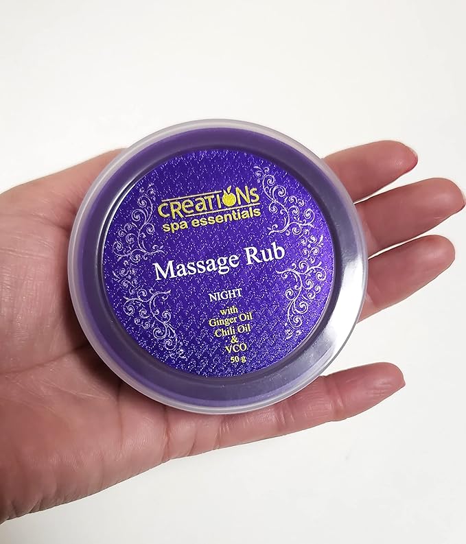Creation Spa Essentials, Massage Rub, Night with Ginger Oil & Chili Oil, Size 50g (Pack of 1), Purple