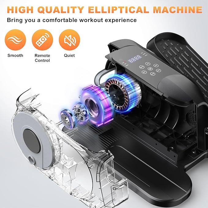Mini Under Desk Elliptical Low Impact Electric Leg Exerciser As Seen on TV While Sitting for Seniors with Non-Slip Mat Quiet & Portable for Home and Office