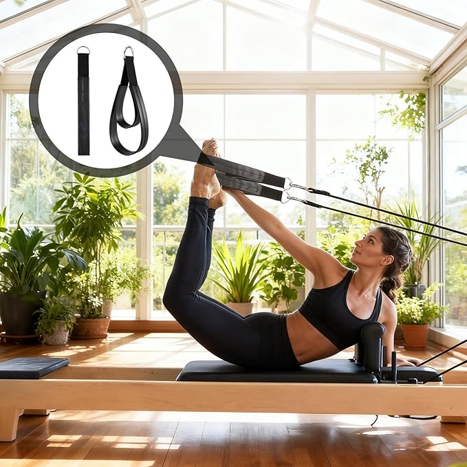 2PCS Pilates Strap, Pilates Double Loop Strap, Yoga Stretching Straps, Comfortable Enhanced Thickness, Fitness D-Ring Double Loop Straps, Pilate Equipment D-RingStrap, Home Gym Yoga Workout Accessory
